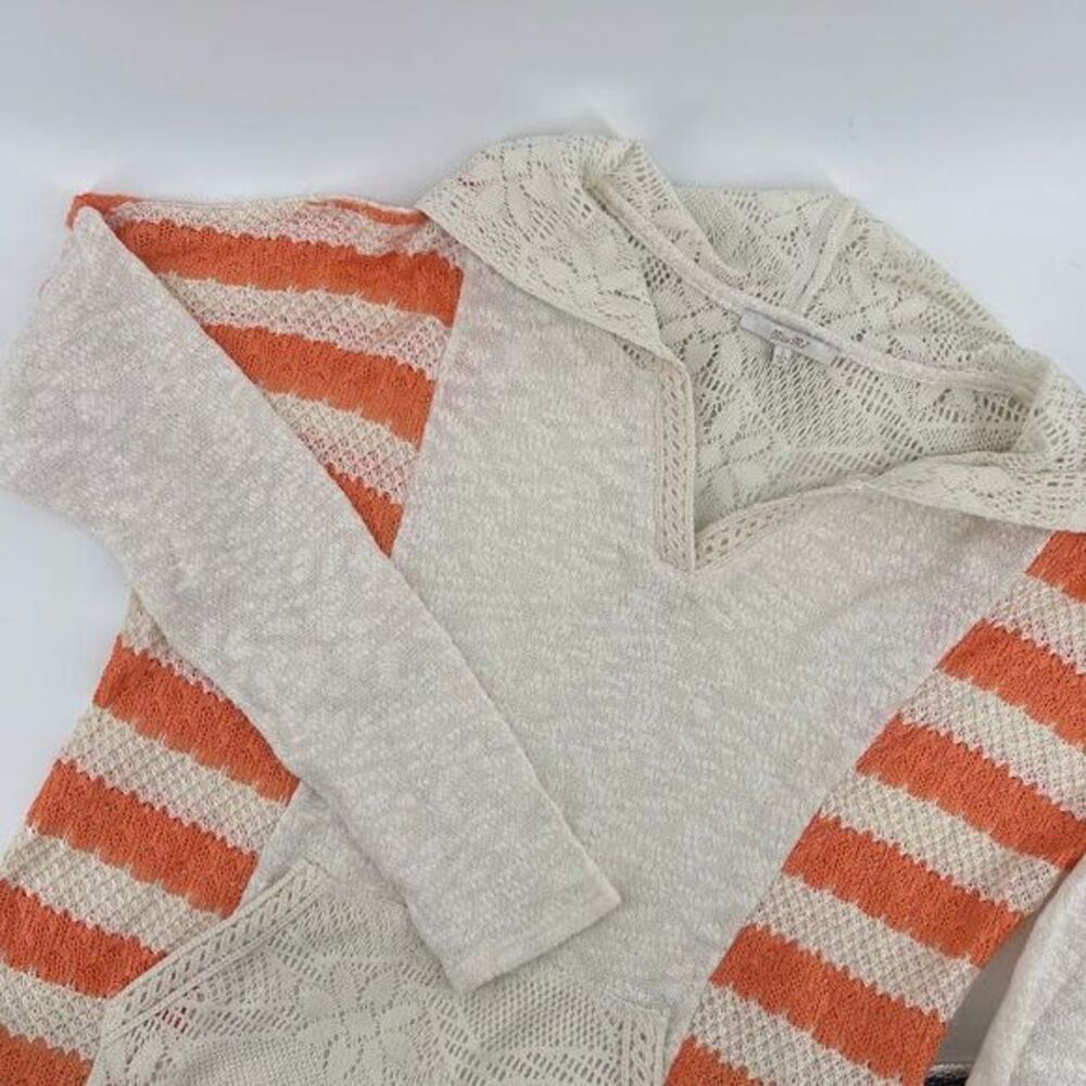 Miss Me Cream and Orange V-Neck Sweater